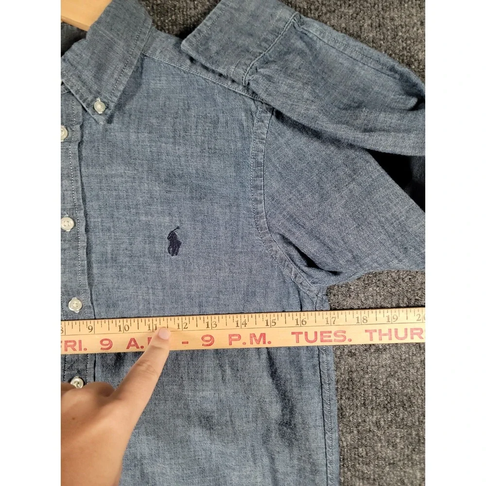 Polo Ralph Lauren Shirt Boys Medium (10-12) Blue Long Sleeve Button Up Chambray